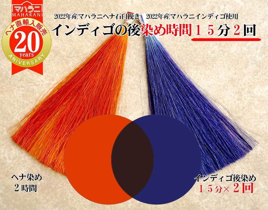 インディゴの後染め15分を二回染めた場合